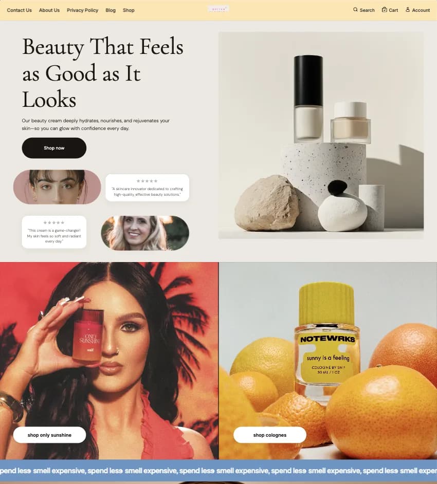 A modern beauty brand website