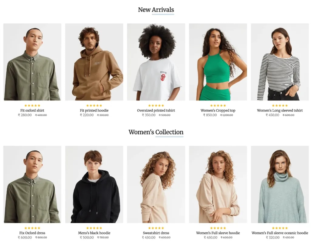 A modern and elegant lifestyle store website layout screenshot