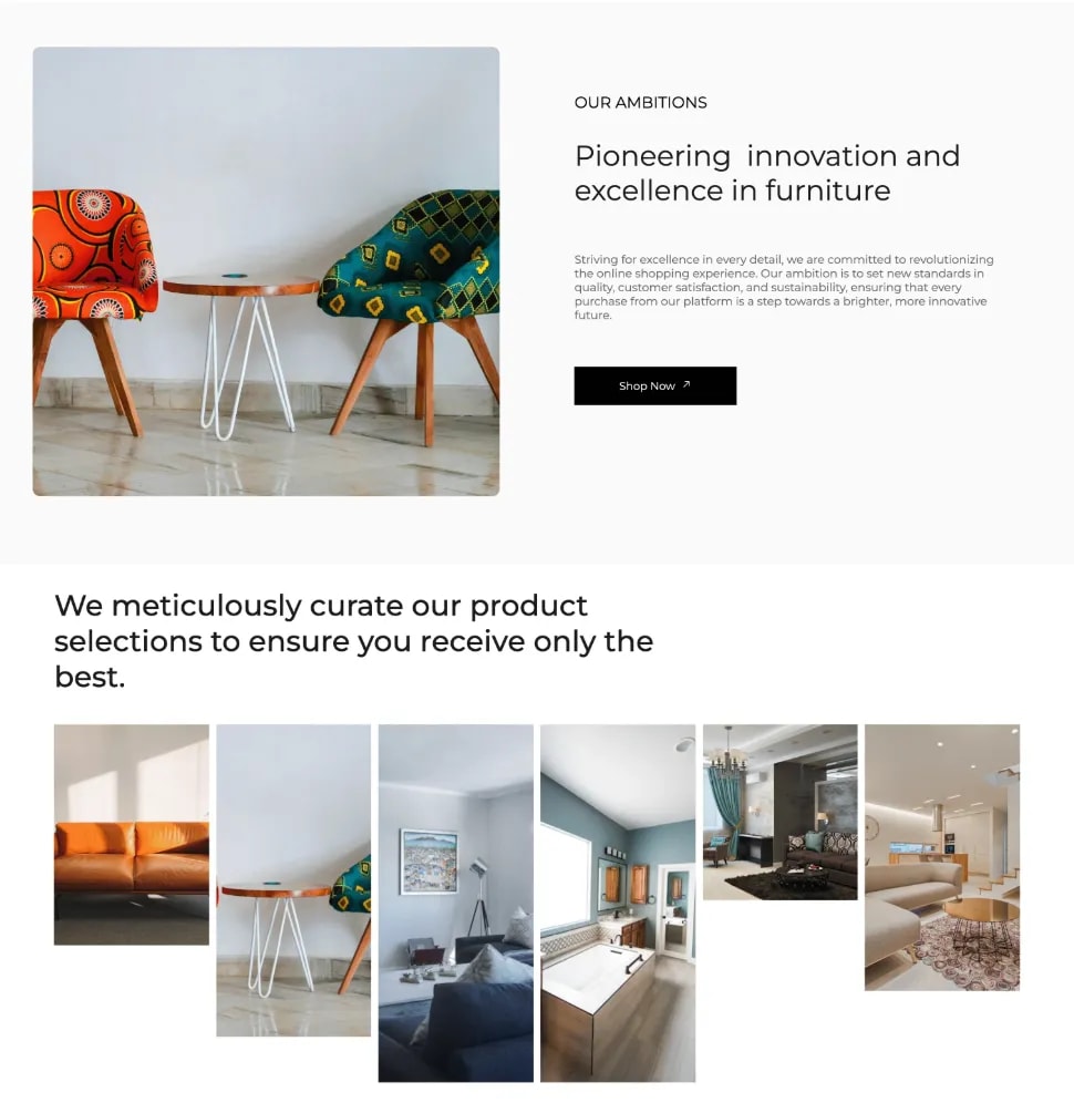 An elegant and premium e commerce selling experience website layout screenshot