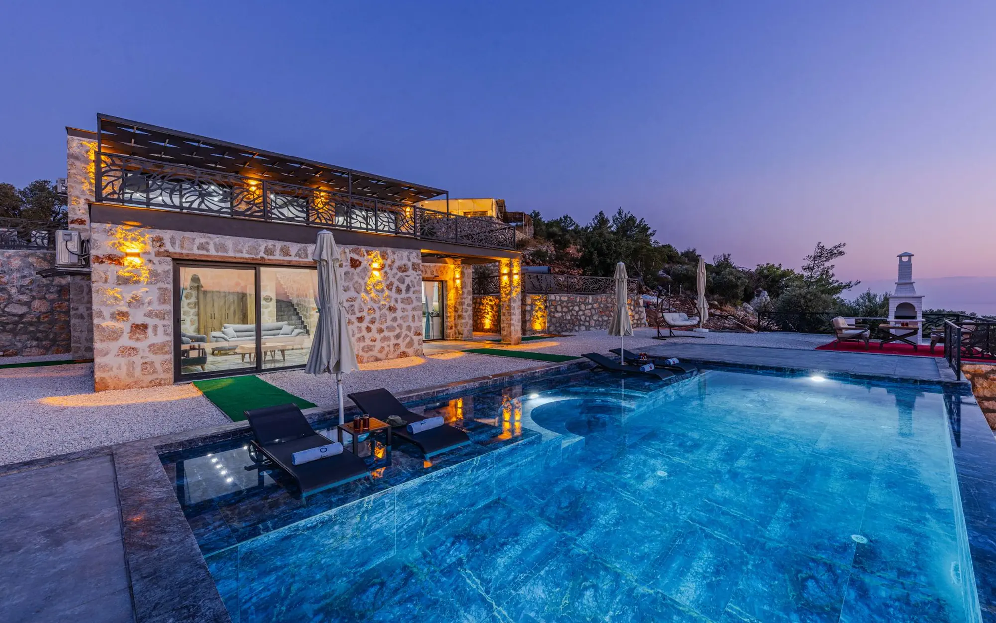 A pool at the blue hour
