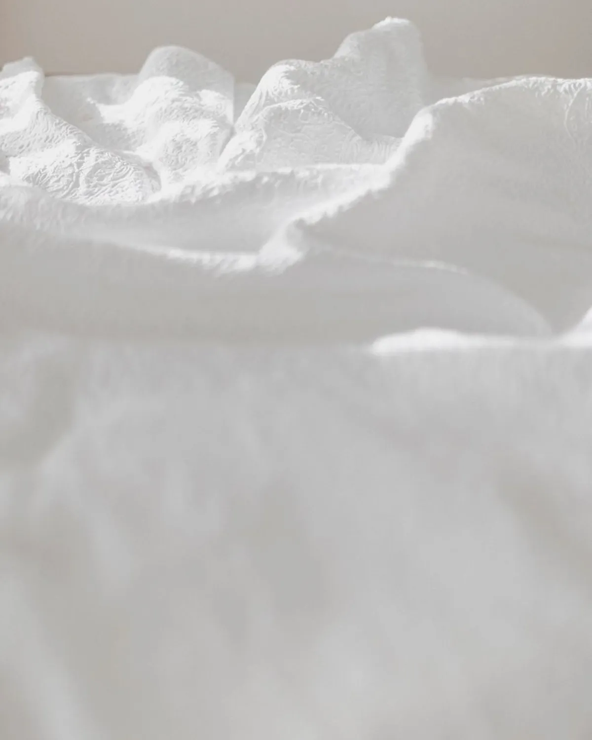 Close view of washed linen bedding