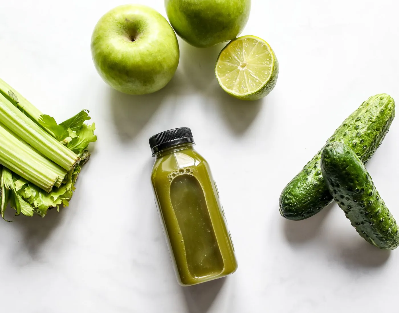 Cold-pressed juices in glass bottles